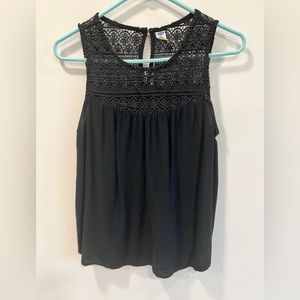 Black Old Navy tank, lace top, high neck